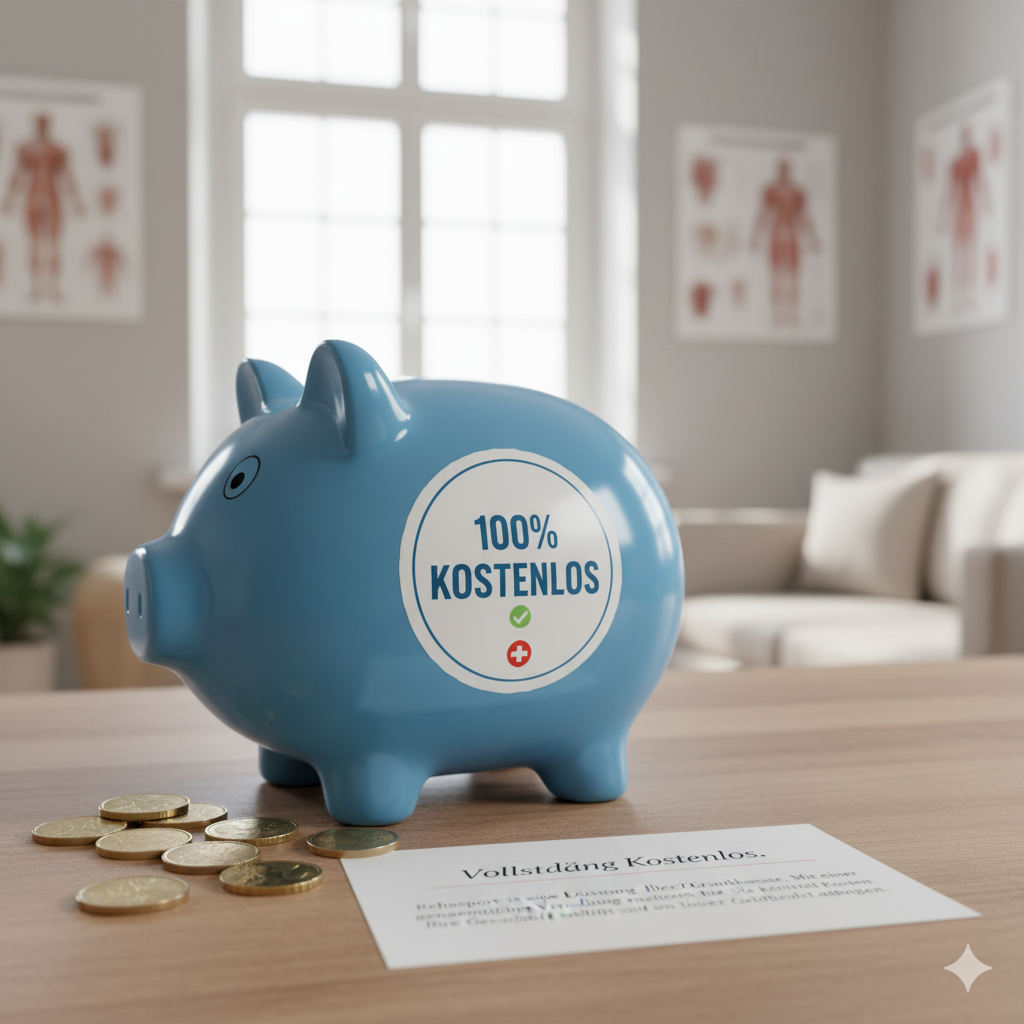 Ein Sparschwein, das für kostenlose Gesundheitsleistungen steht