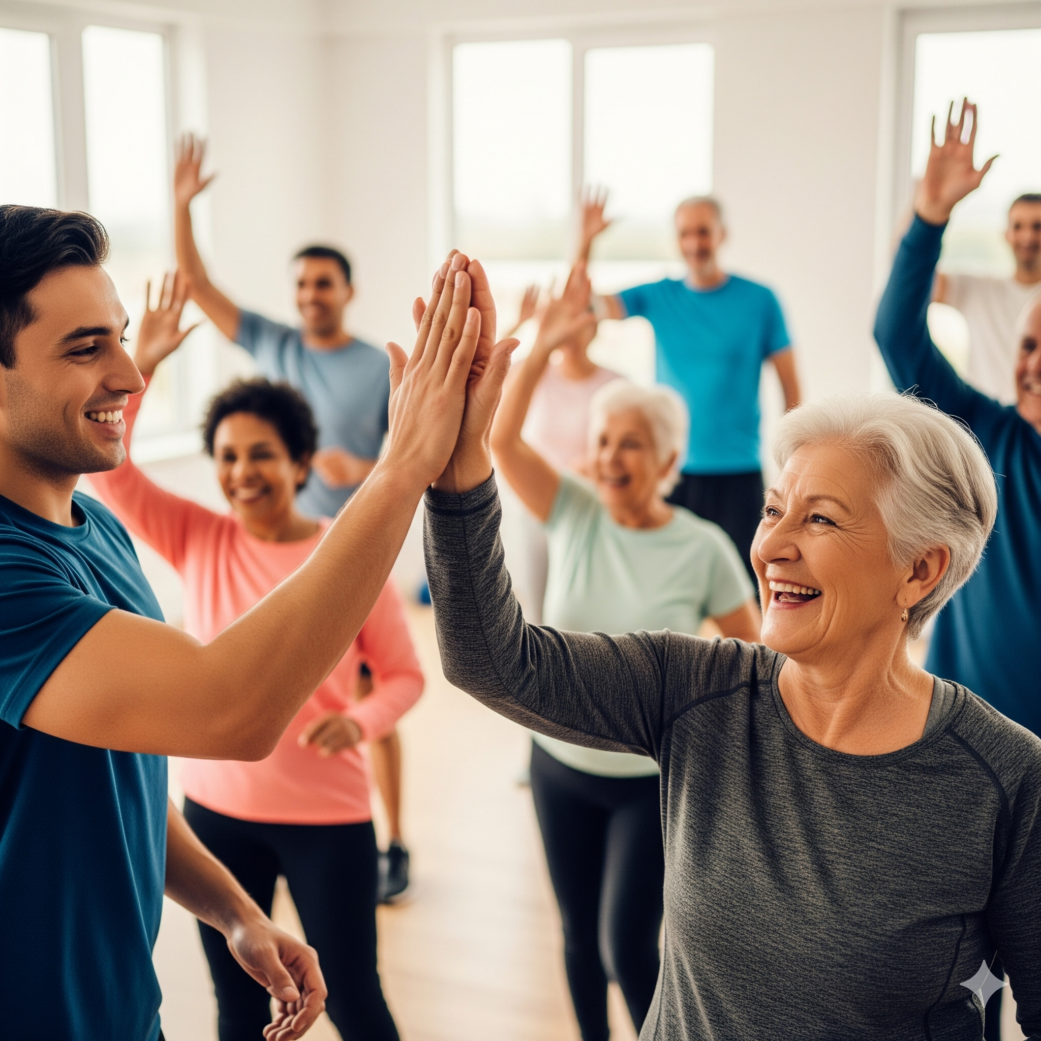 Motivierte Trainer leiten eine Gruppe an